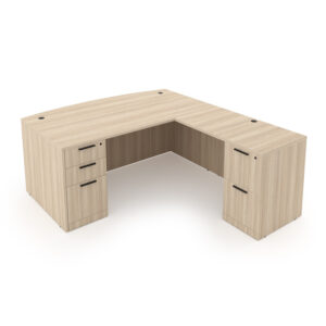 Rayne L-Shaped Bow Front Desk with Double Full Pedestals, 71" x 84"