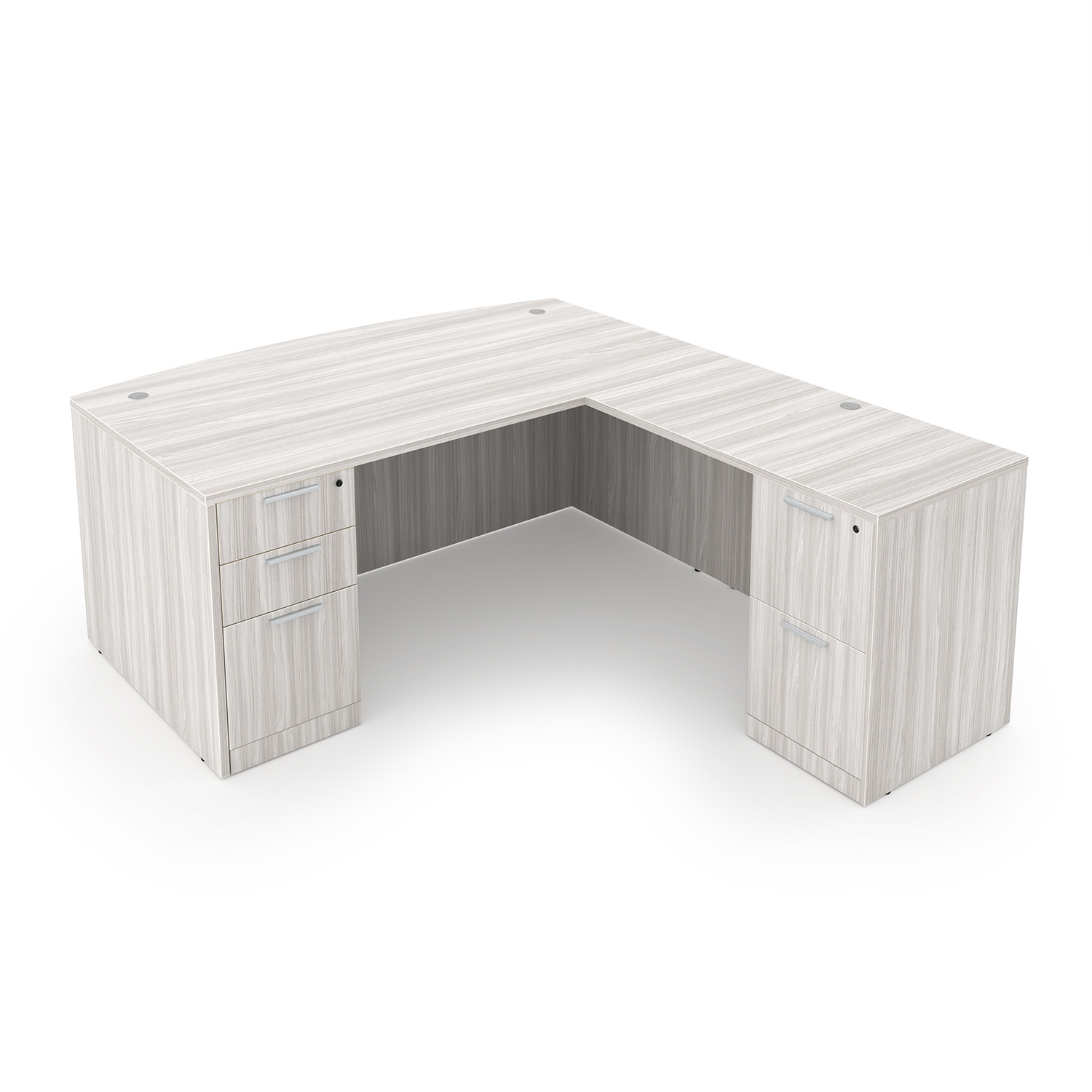 Rayne L Shaped Bow Front Desk with Double Full Pedestals, 71" x 78" - Image 2