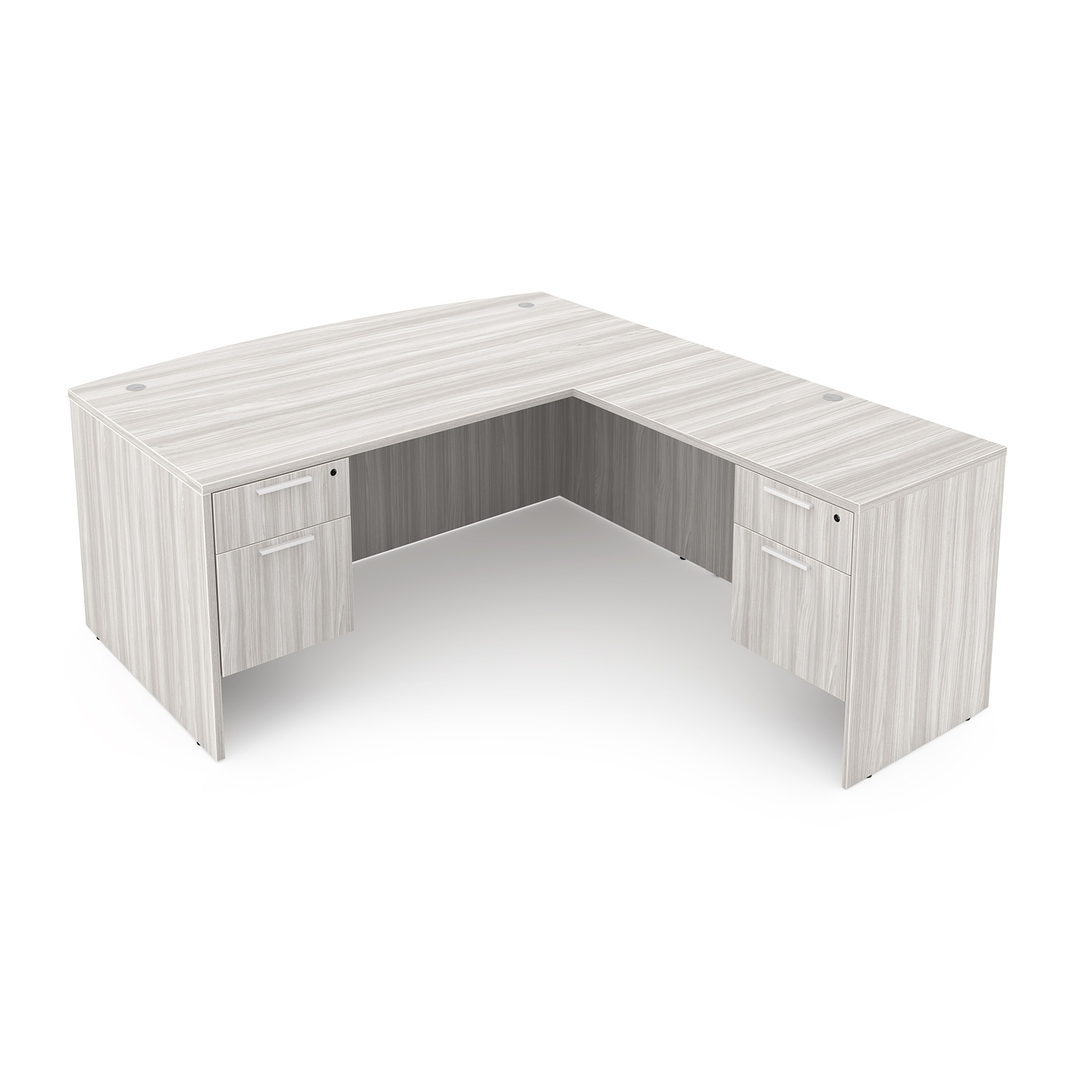 Rayne L-Shaped Bow Front Desk with Double Suspended Pedestals, 71" x 78" - Image 2