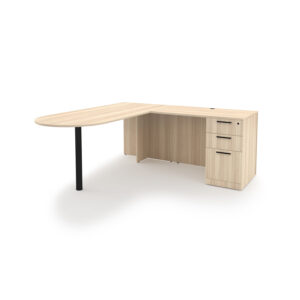 Rayne L-Shaped D-Top Desk with Box Box File Pedestal, 71" x 72"