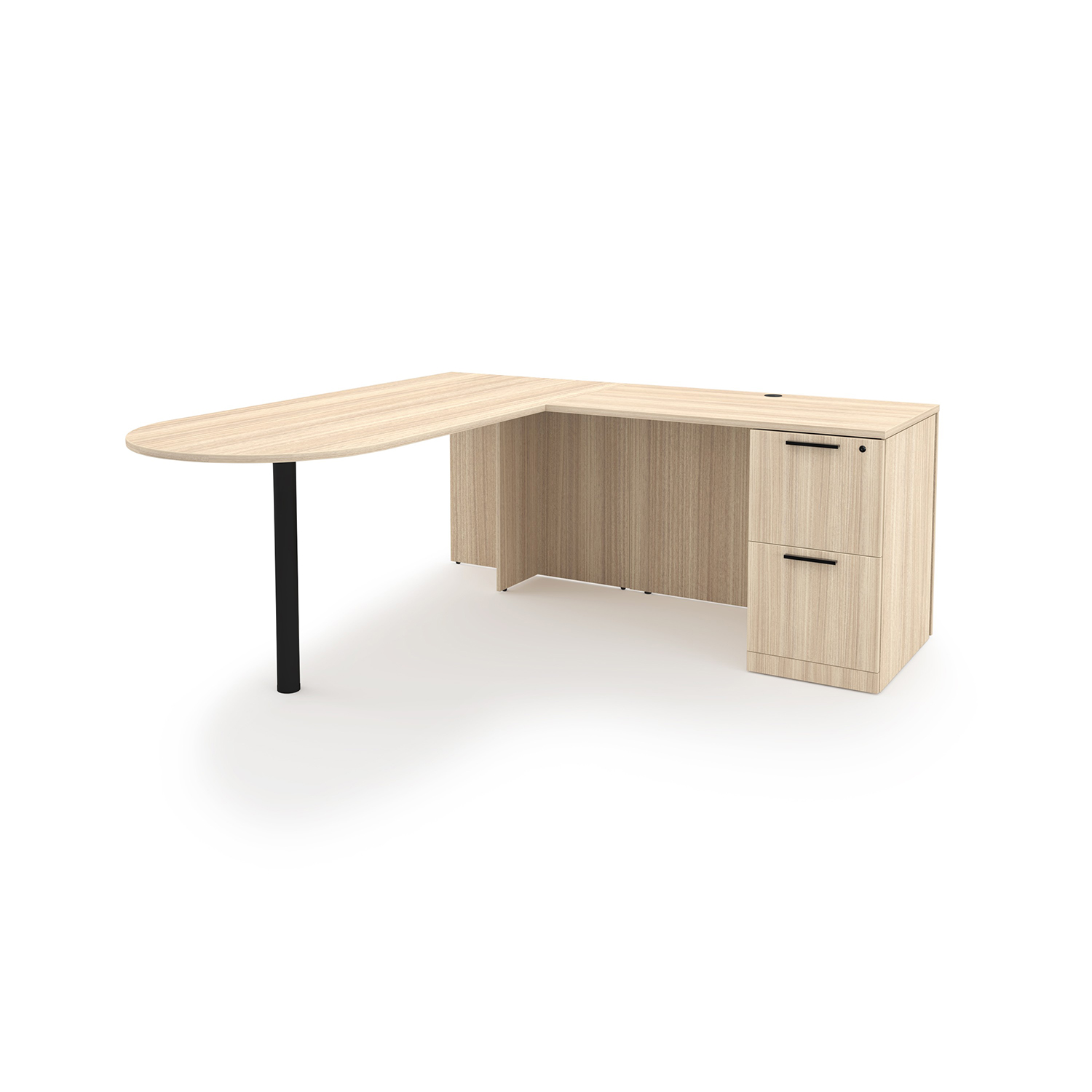 Rayne L-Shaped D-Top Desk with File File Pedestal, 71" x 84"