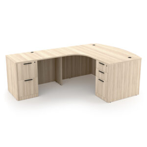 Rayne L-Shaped Extended Bow Front Desk with Double Full Pedestals, 71" x 84" - Left-Handed