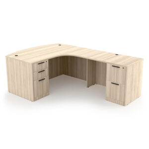 Rayne L-Shaped Extended Bow Front Desk with Double Full Pedestals, 71" x 84" - Right-Handed