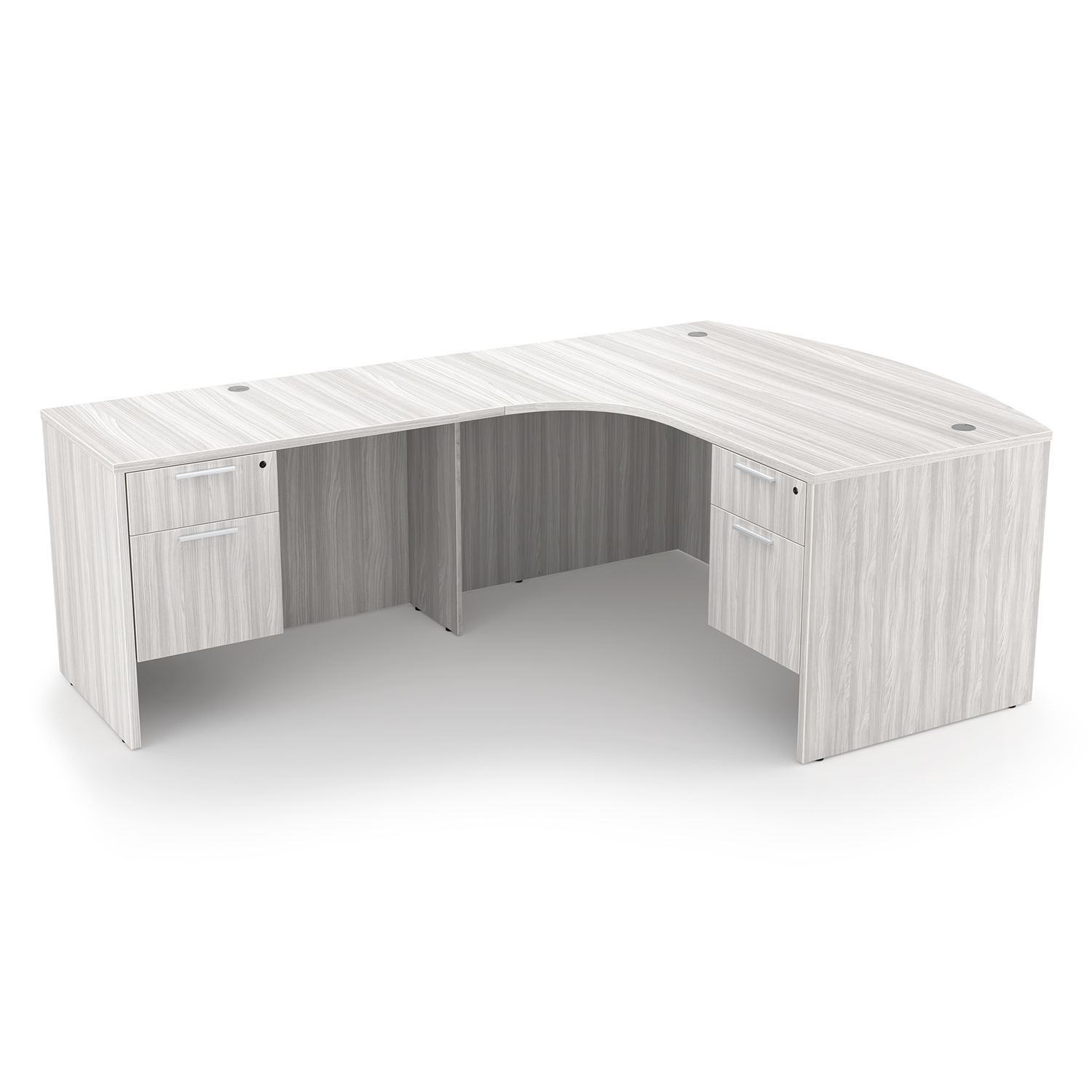Rayne L-Shaped Extended Corner Bow Front Desk with Double Suspended Pedestals, 71" x 90" - Left-Handed - Image 2