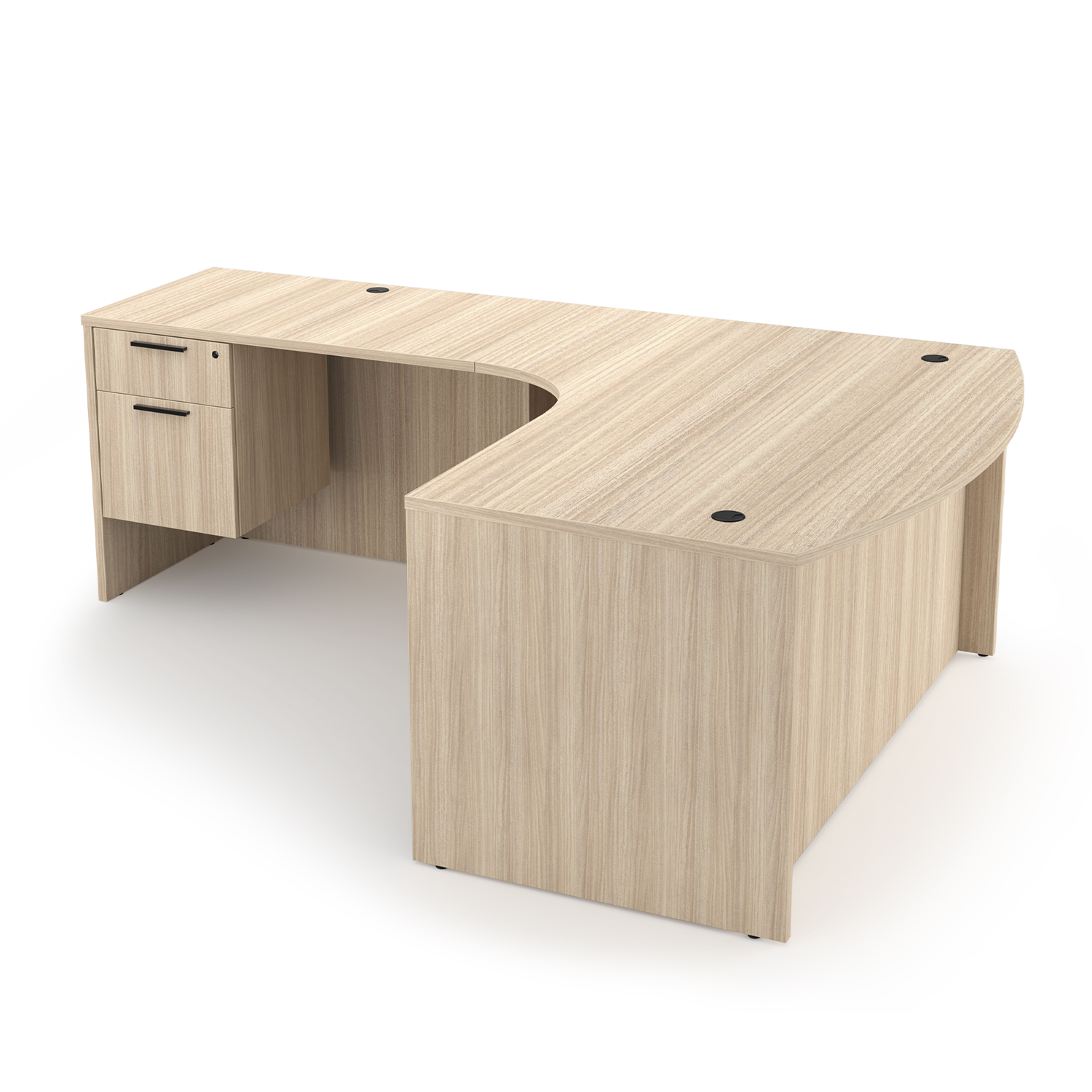 Rayne L-Shaped Extended Corner Bow Front Desk with Double Suspended Pedestals, 71" x 90" - Left-Handed - Image 3