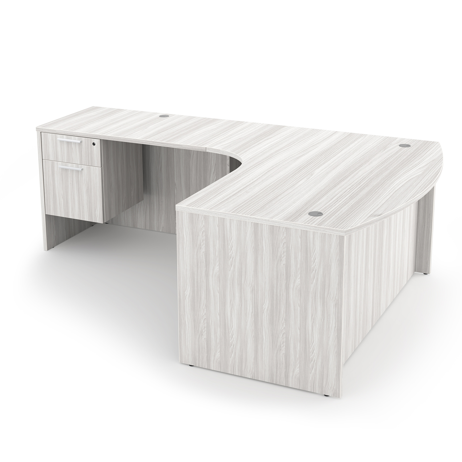 Rayne L-Shaped Extended Corner Bow Front Desk with Double Suspended Pedestals, 71" x 90" - Left-Handed - Image 4