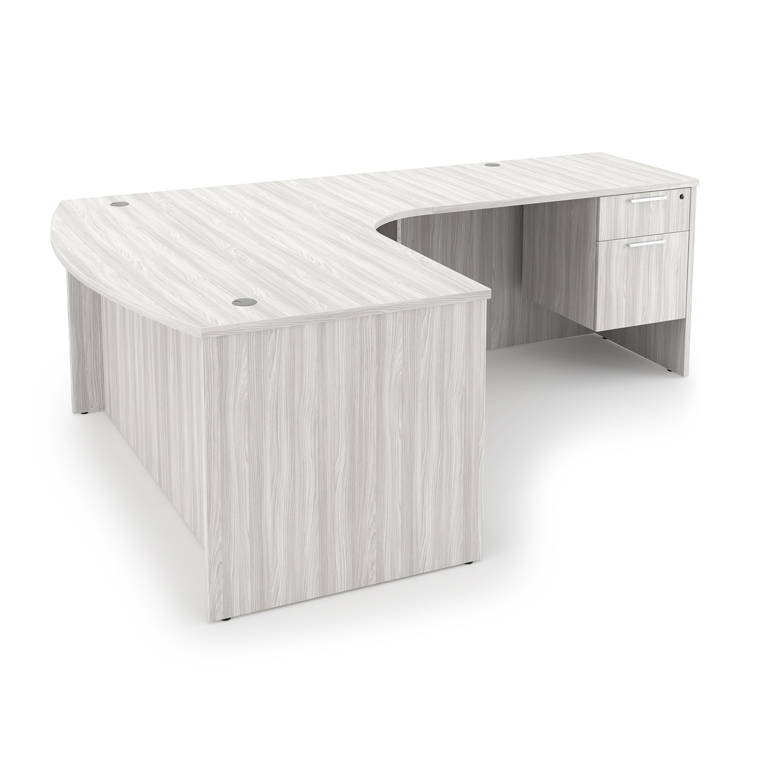 Rayne L-Shaped Extended Corner Bow Front Desk with Double Suspended Pedestals, 71" x 90" - Right-Handed - Image 3