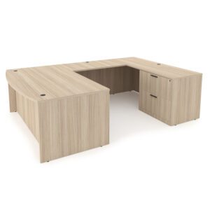 Rayne Non-Handed U-Shaped Bow Front Desk with Full Pedestal and Lateral File, 71" x 102"
