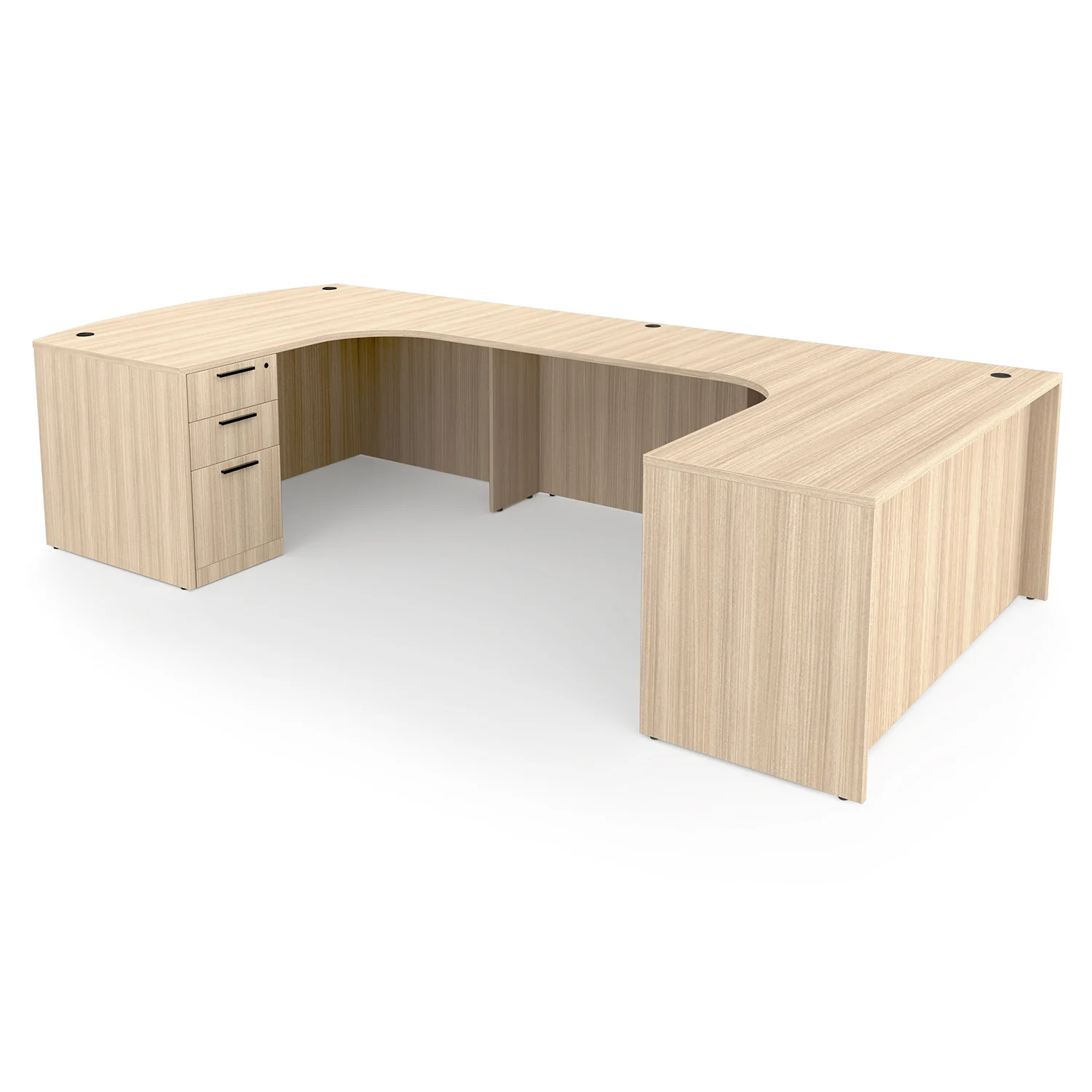 Rayne U-Shaped Right-Handed Extended Corner Bow Front Desk with Full Pedestal and Lateral File, 71" x 114" - Image 2