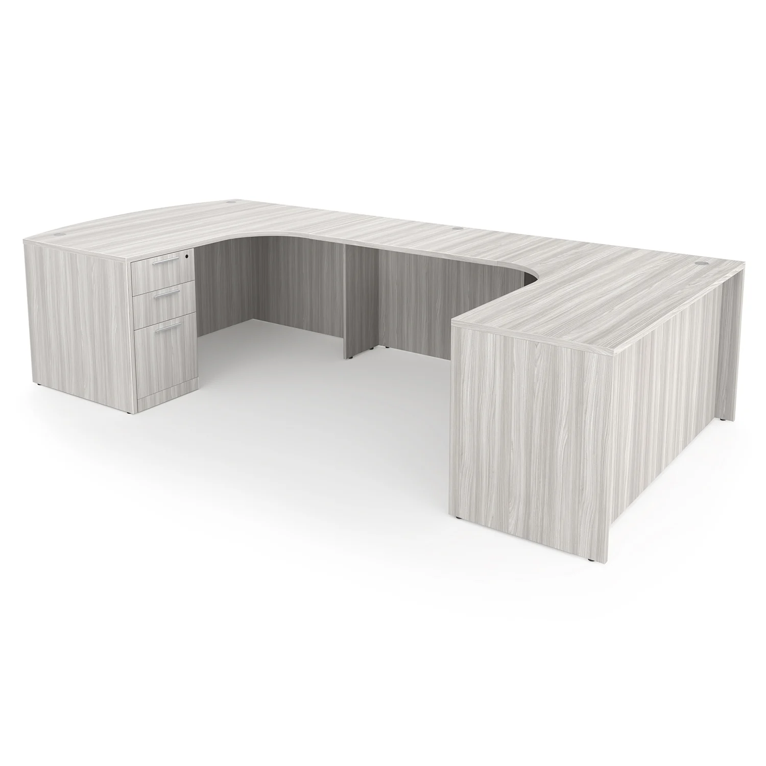 Rayne U-Shaped Right-Handed Extended Corner Bow Front Desk with Full Pedestal and Lateral File, 71" x 114" - Image 4