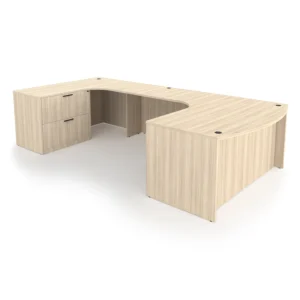 Rayne U-Shaped Left-Handed Extended Corner Bow Front Desk with Full Pedestal and Lateral File, 71" x 126"