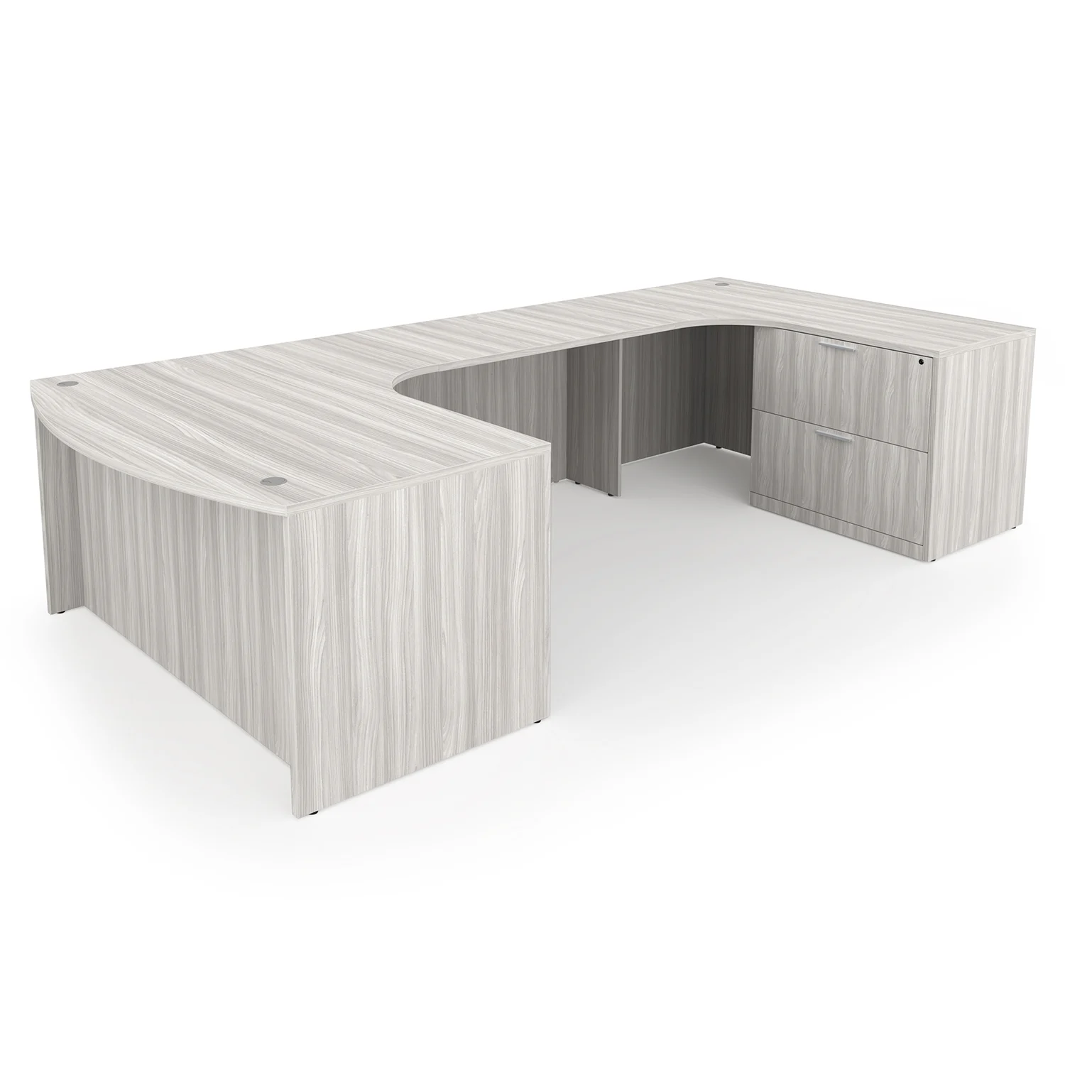 Rayne U-Shaped Right-Handed Extended Corner Bow Front Desk with Full Pedestal and Lateral File, 71" x 114" - Image 3