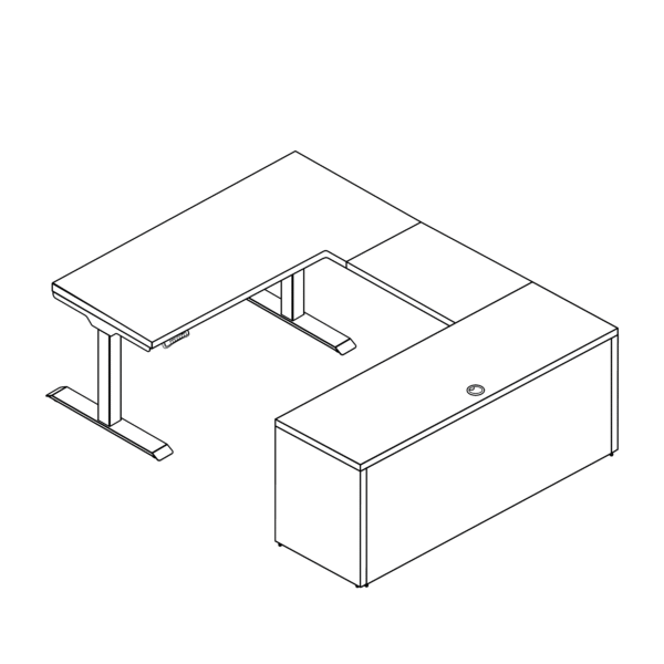 iRize Hybrid U Shaped Standing Desk with Full Pedestal, 71" x 96" - Flat Edge Top - Image 2