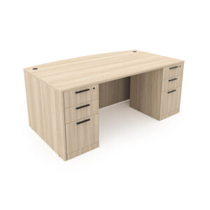 Rayne Bow Front Desk with Double Full Pedestals, 36" x 71"