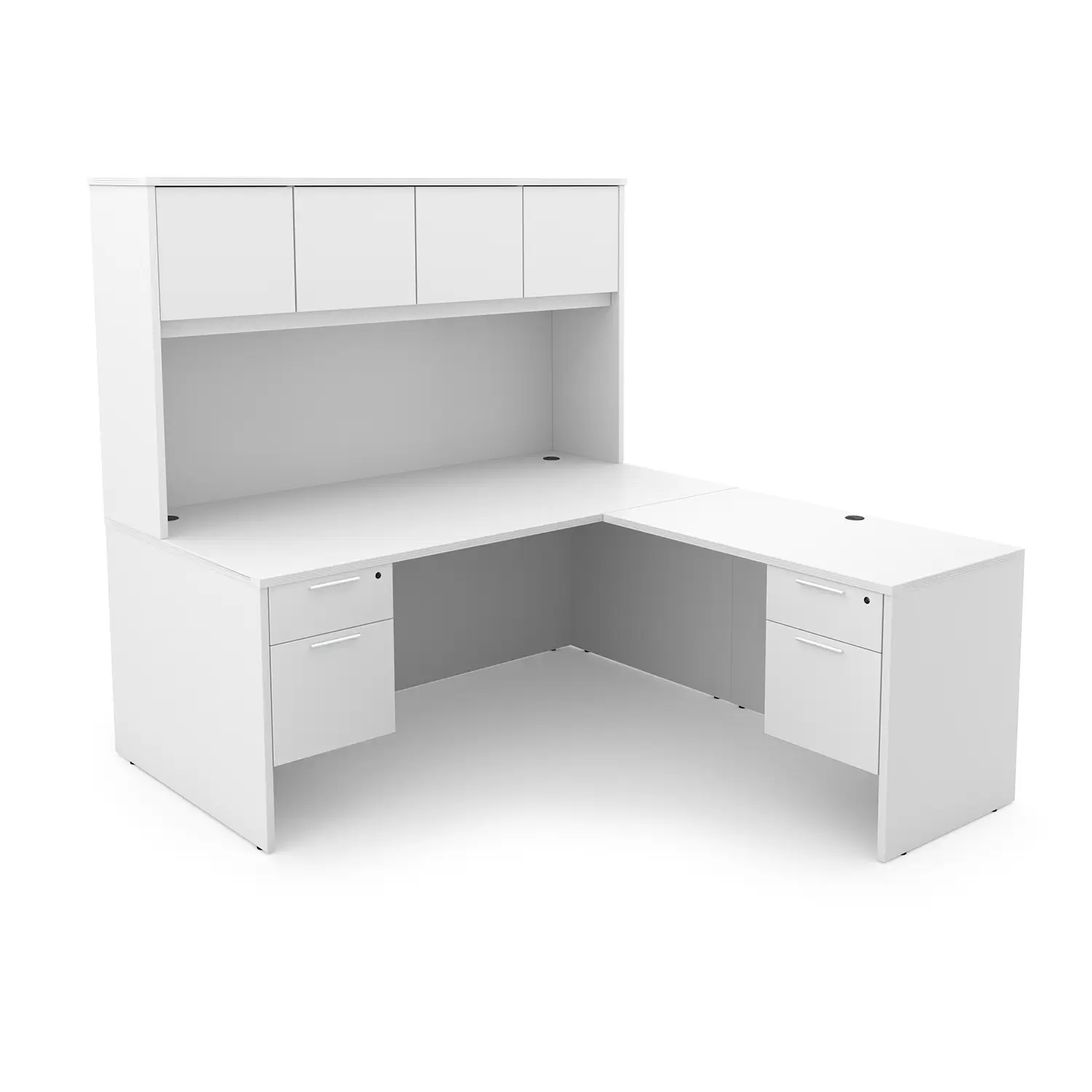Kai L-Shaped Desk with Double Suspended Pedestals and Hutch with 4 Wood Doors, 66" x 72" - Image 2